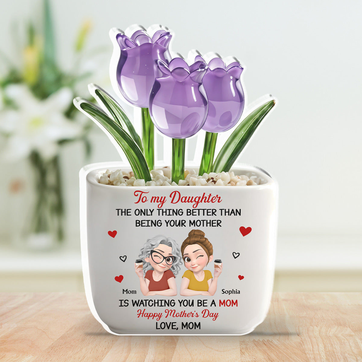 Custom Mother's Day Decor, Gift for Mom & Grandma • Linked Together Cartoon - Personalized Acrylic Plaque