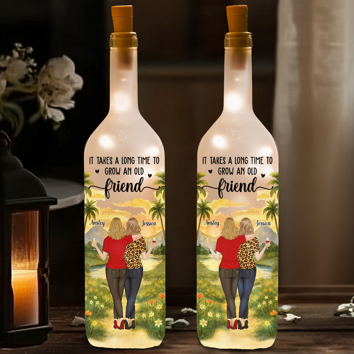Bestie Old Friends Take Time To Grow - Personalized Bottle Lamp