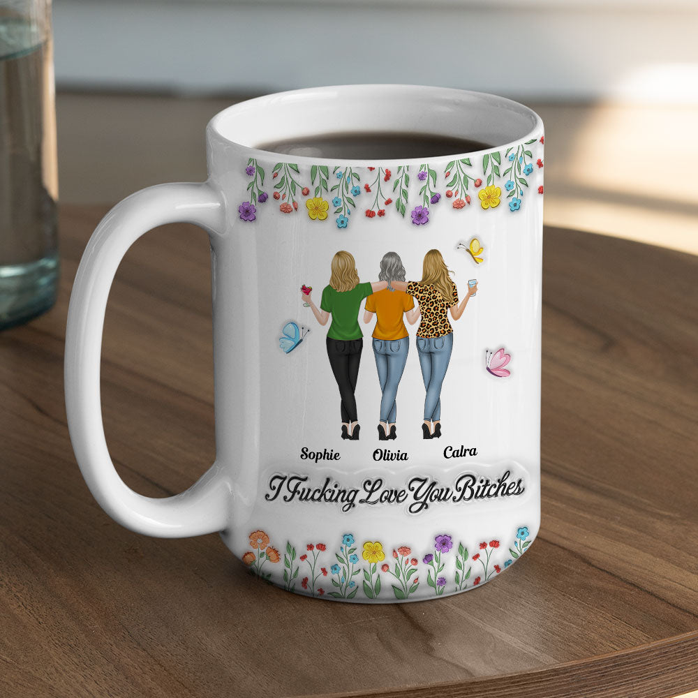 Custom Best Friend, Christmas & Birthday Friendship Keepsake Gift • I Love You My Friends - Personalized 3D Inflated Effect Mug