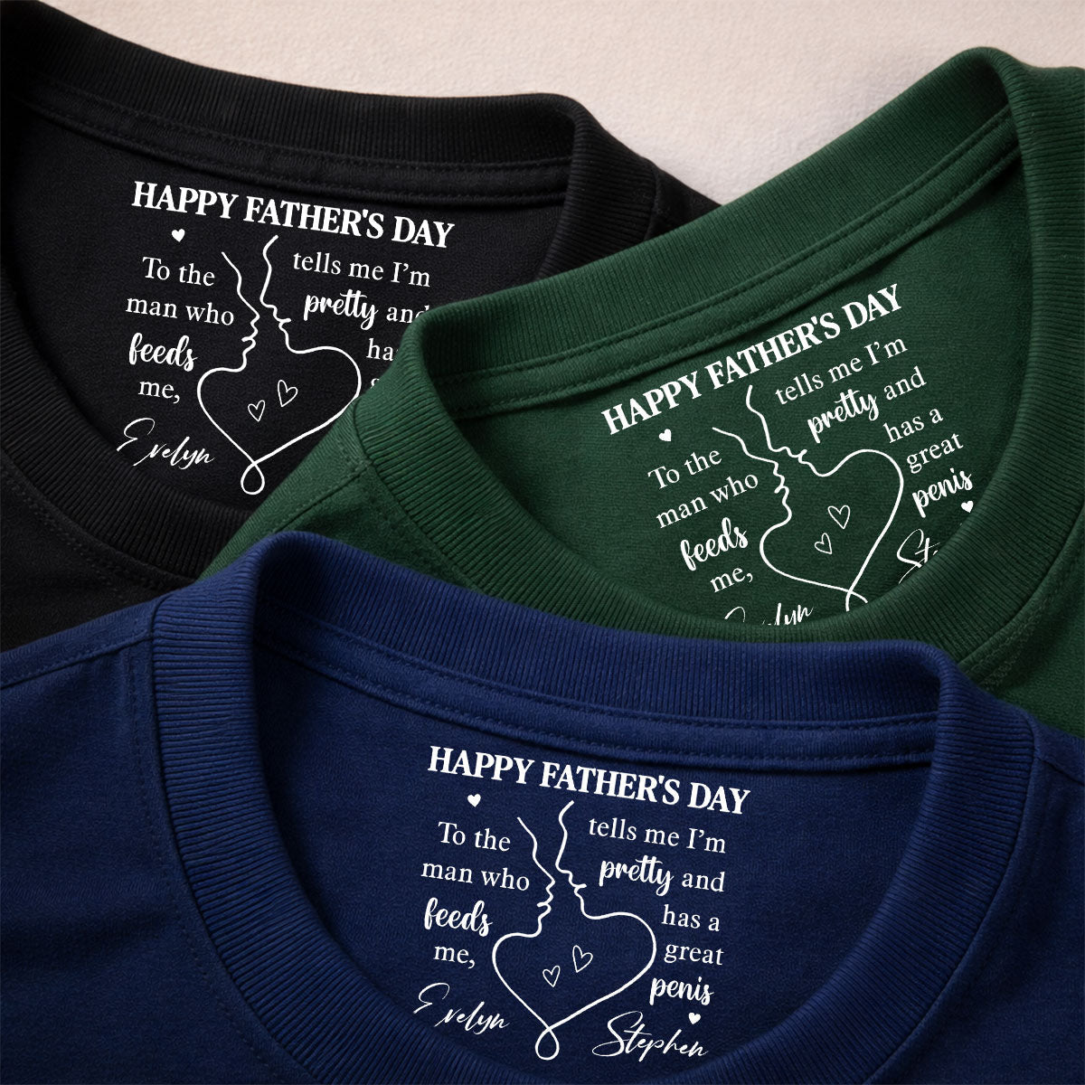 Custom Christmas Anniversary Keepsake Gifts For Husband • To The Man Telling Me I'm Pretty - Personalized Inside Neck Print T-Shirt