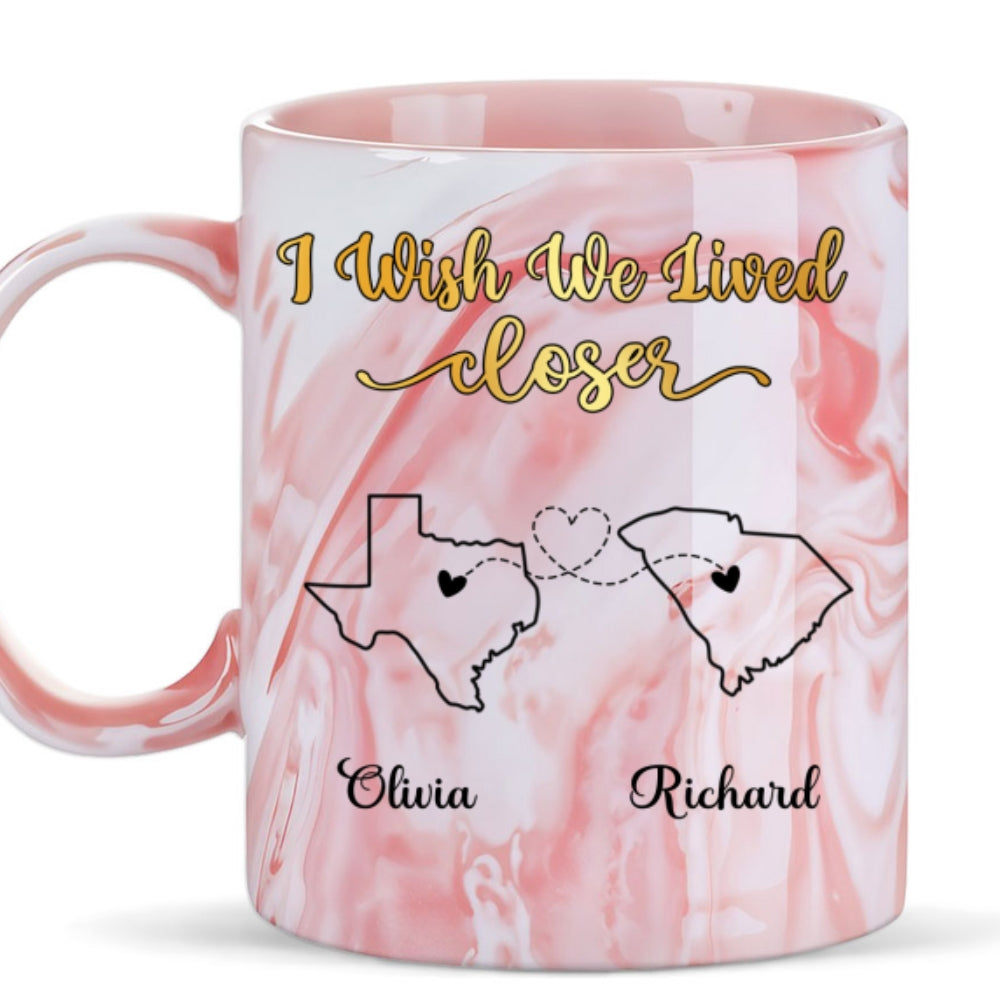 Custom Best Friend, Christmas & Birthday Friendship Keepsake Gift • By My Side - Personalized Pink Marble Mug