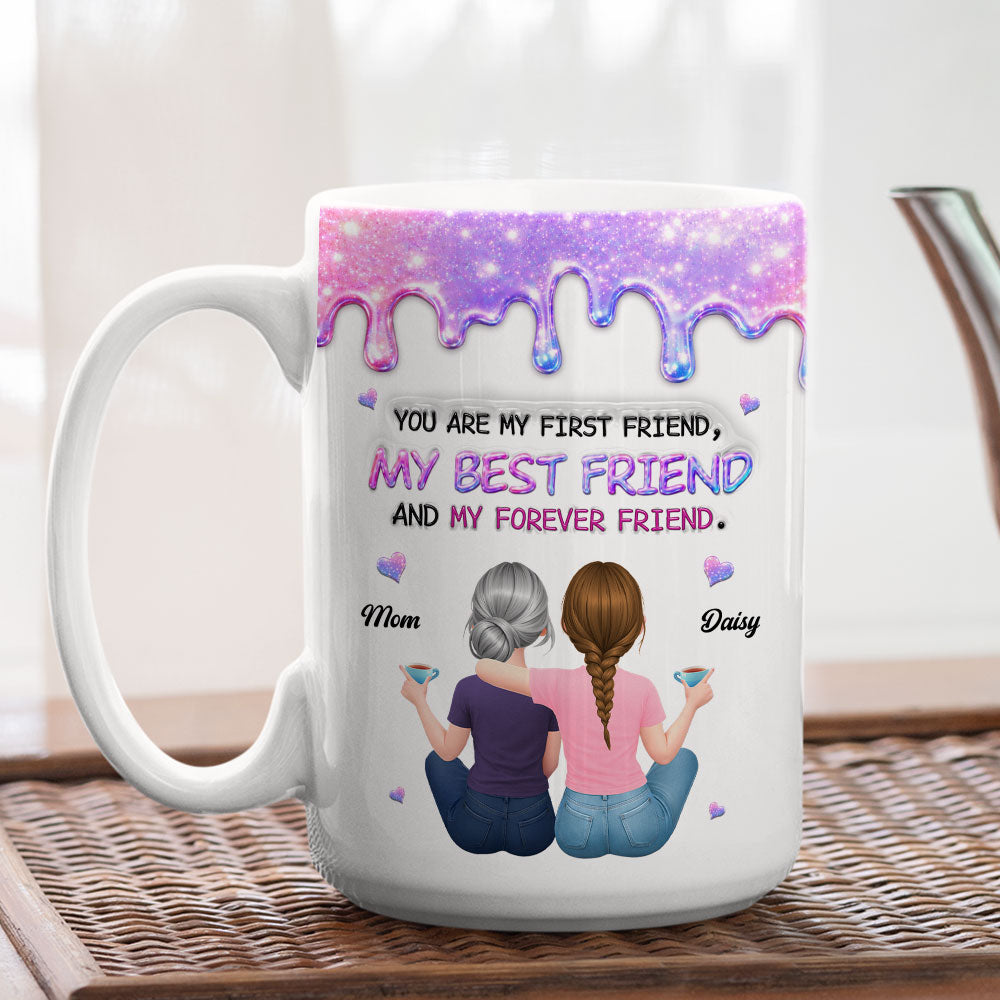 Custom Mother's Day Gift for Mom & Grandma • First And Forever - Personalized 3D Inflated Effect Mug