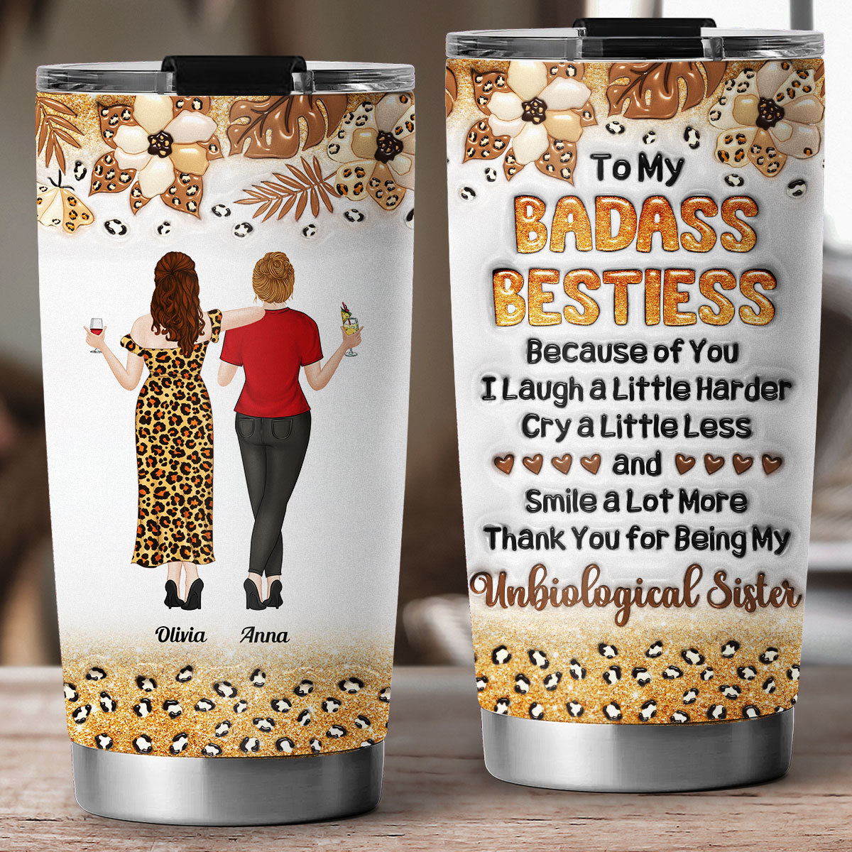 Custom Christmas Birthday Gifts For Best Friend • I Laugh Harder Because Of You - Personalized 3D Inflated Effect Tumbler