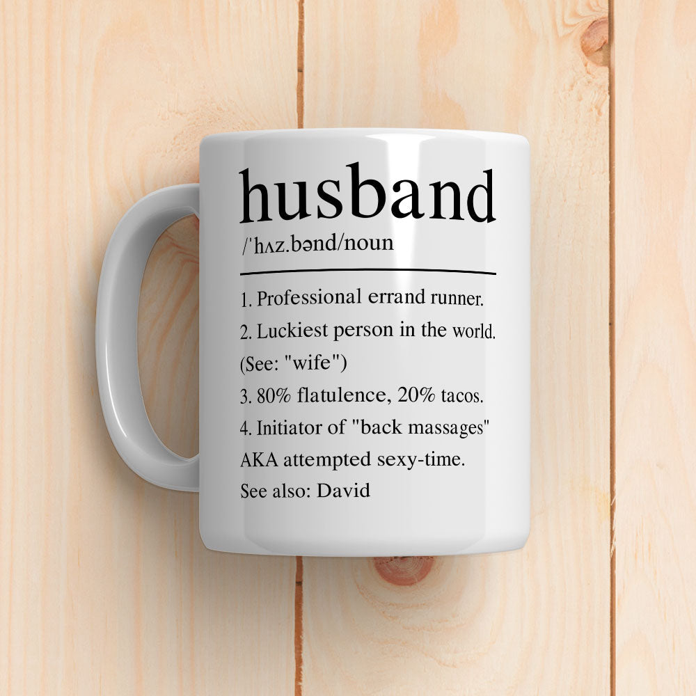 Custom Anniversary Keepsake Gifts For Couple • Husband Funny Definition - Personalized Coffee Mug