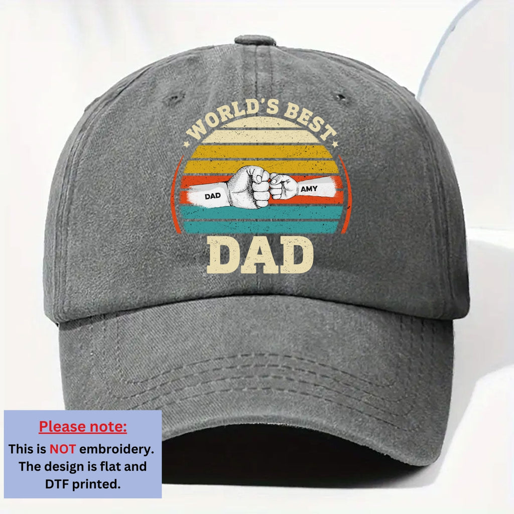 Custom Father's Day Christmas Birthday Gifts for Dad • Our Best Daddy - Personalized Vintage Washed Denim Cap
