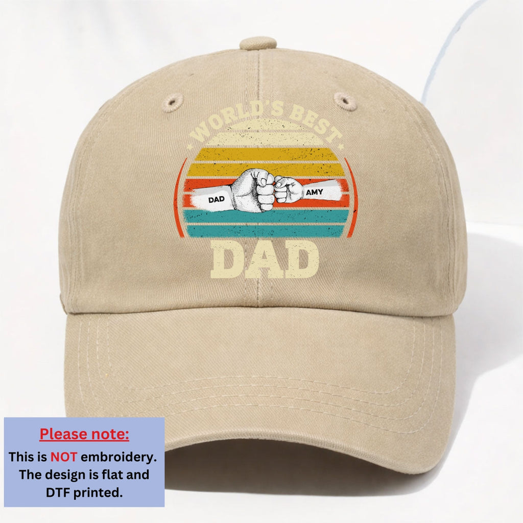 Custom Father's Day Christmas Birthday Gifts for Dad • Our Best Daddy - Personalized Vintage Washed Denim Cap