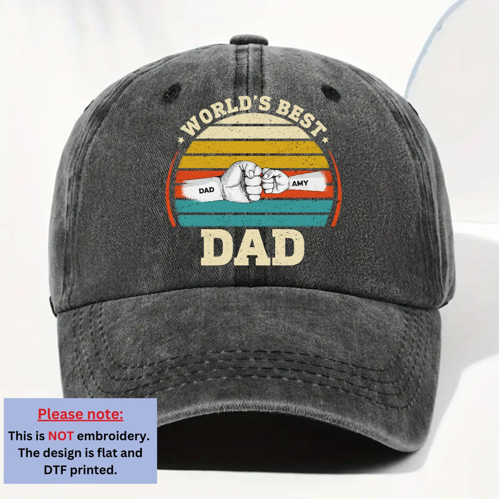 Custom Father's Day Christmas Birthday Gifts for Dad • Our Best Daddy - Personalized Vintage Washed Denim Cap
