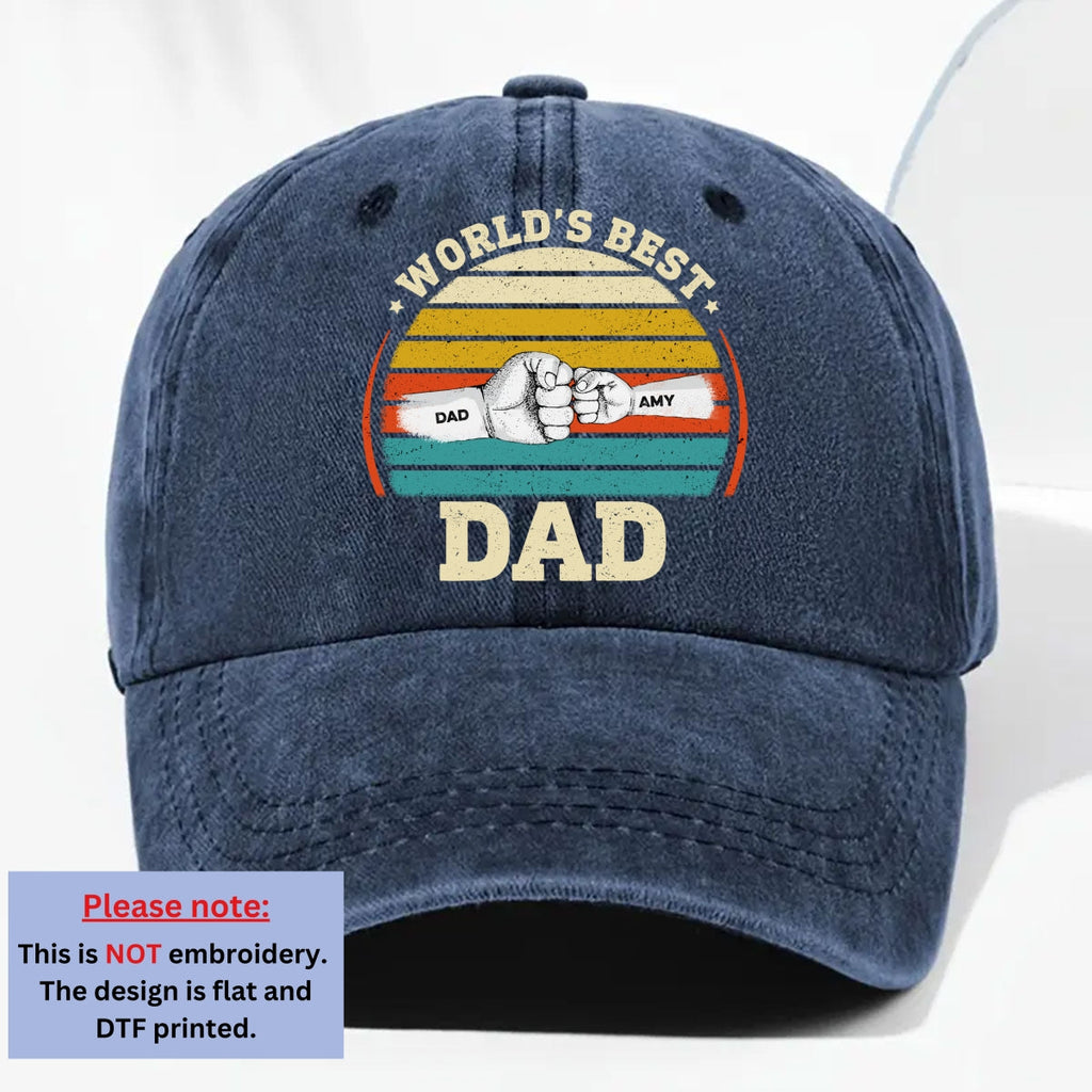 Custom Father's Day Christmas Birthday Gifts for Dad • Our Best Daddy - Personalized Vintage Washed Denim Cap