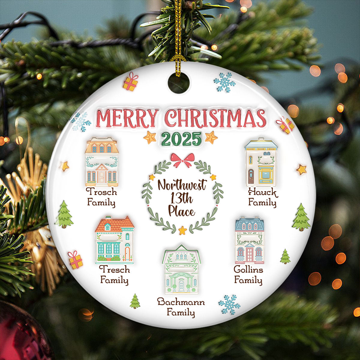 Custom Friendship Christmas Ornament, Best Friend Gift •  Gift For Our Neighbor 2025 - Personalized 3D Inflated Effect Ceramic Ornament