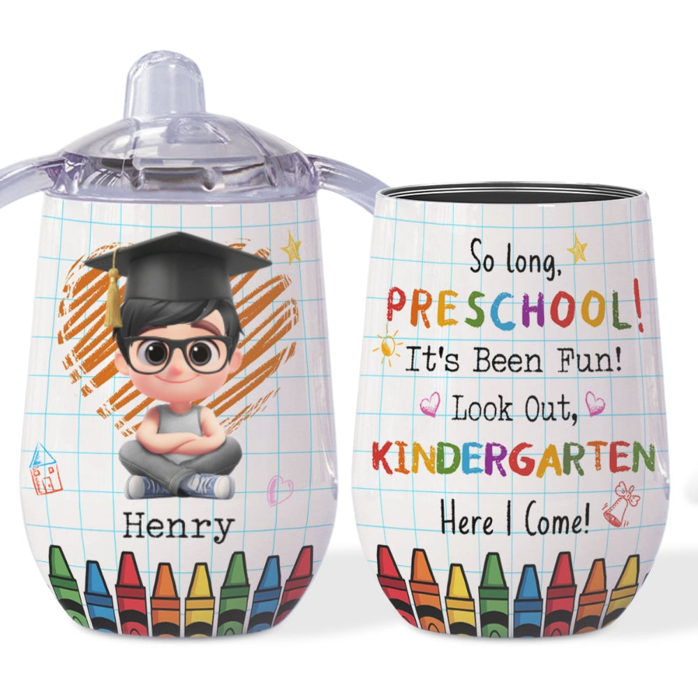 Look Out Kindergarten - Personalized Sippy Cup With Handles