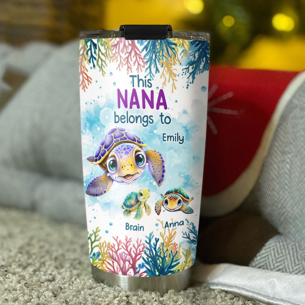 Custom Christmas Birthday Gifts For Grandma & Mom • This Grandma Belongs To Turtle Summer - Personalized Tumbler