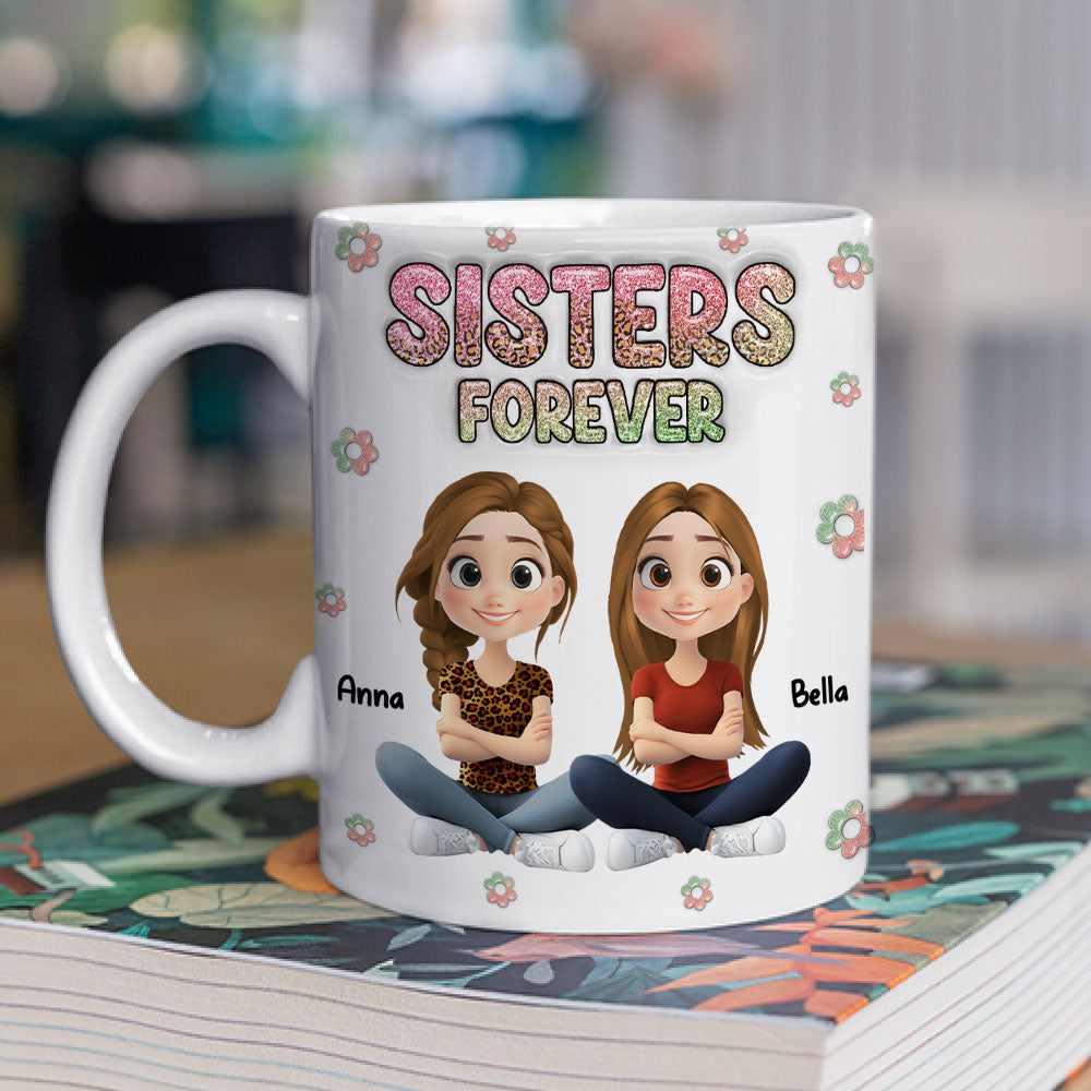 Custom Best Friend, Christmas & Birthday Friendship Keepsake Gift • Always My Bestfriend Cartoonize - Personalized 3D Inflated Effect Mug