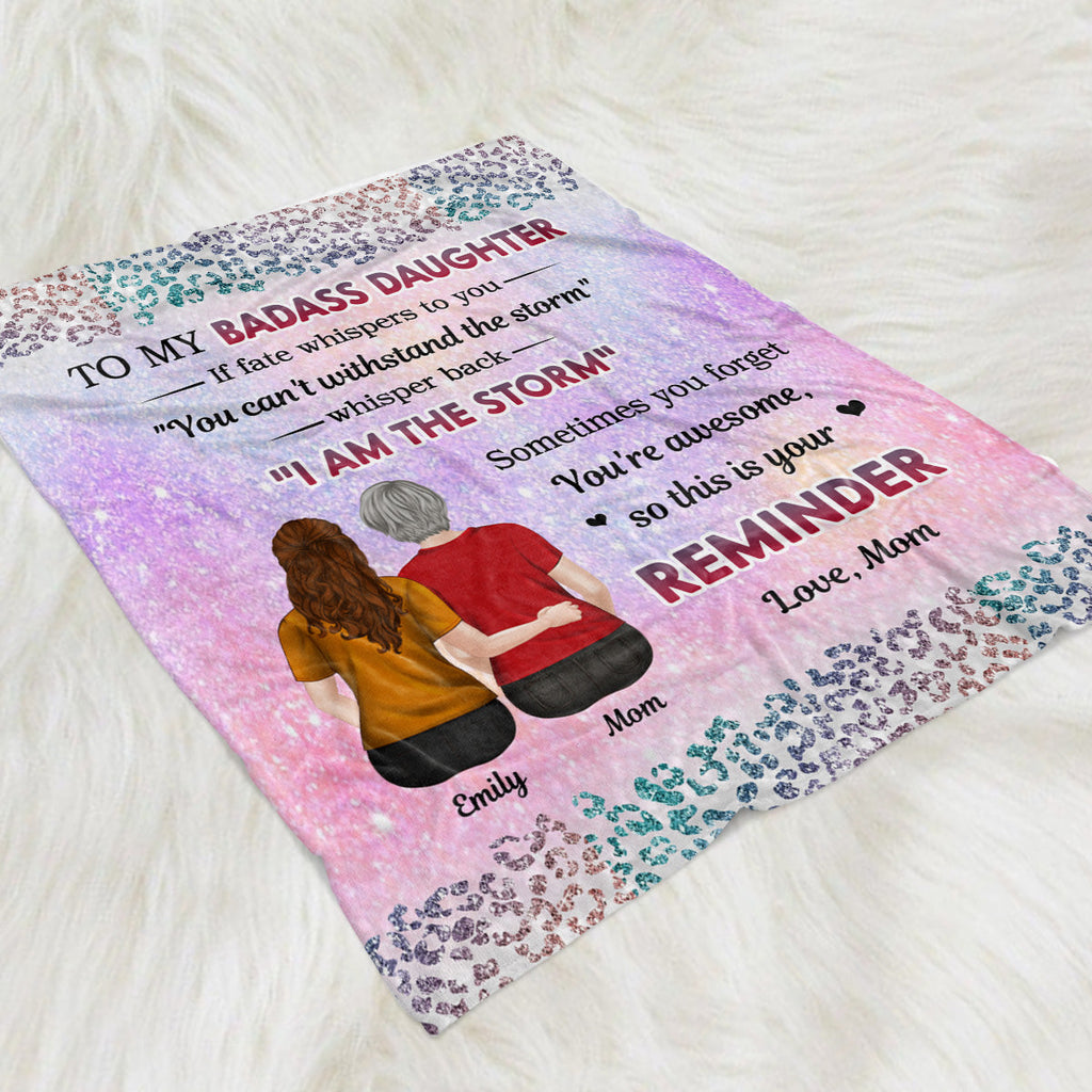 From Mom To Badass Daughter - Personalized Fleece Blanket