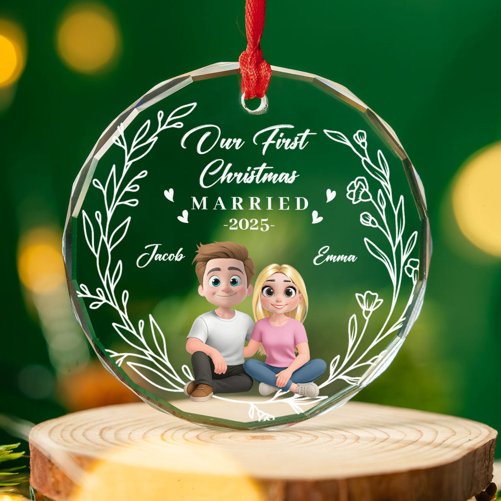 Custom Keepsake Christmas Ornament •  Our First Year As One - Personalized Glass Ornament