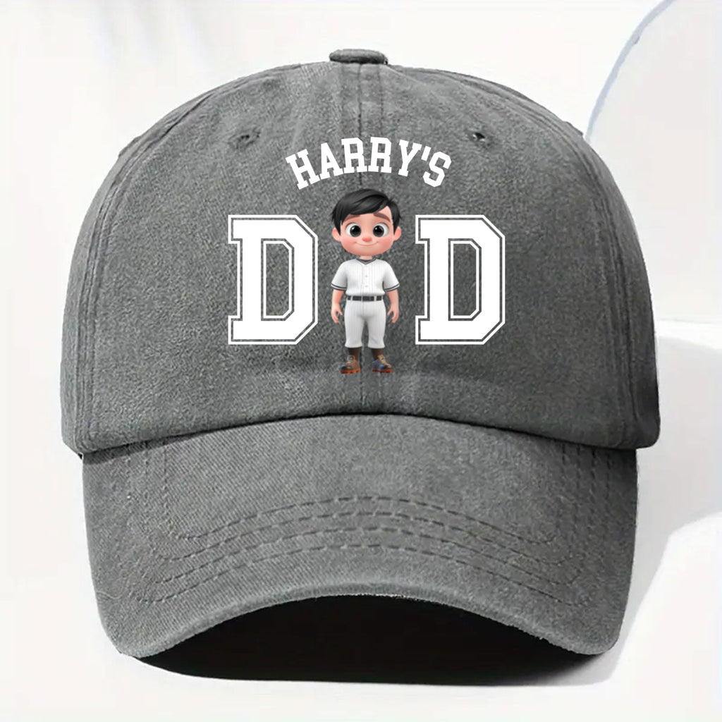 Custom Christmas Headwear Birthday Gifts for Dad • Belongs To The Baseball Dad - Personalized Vintage Washed Denim Cap