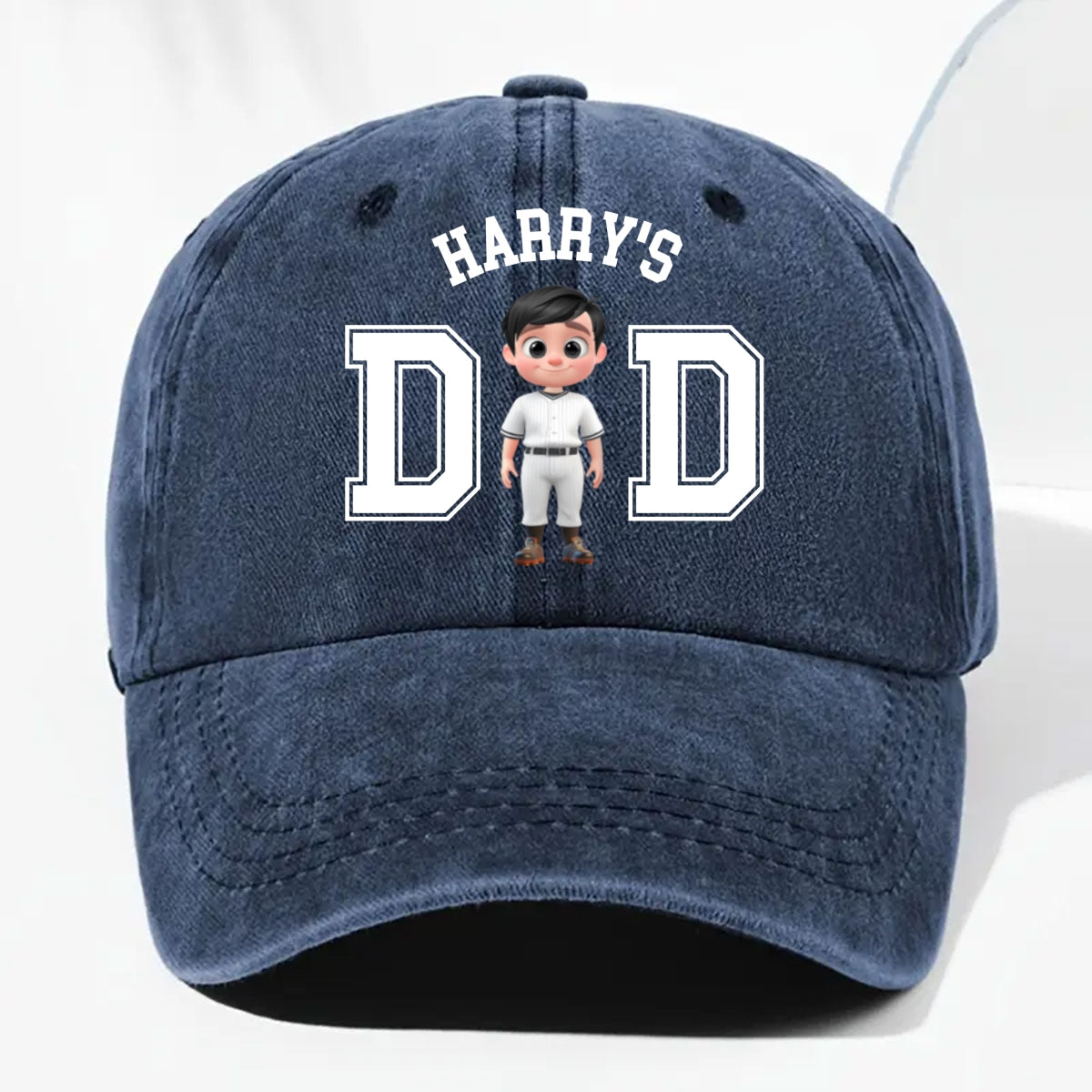 Custom Christmas Headwear Birthday Gifts for Dad • Belongs To The Baseball Dad - Personalized Vintage Washed Denim Cap