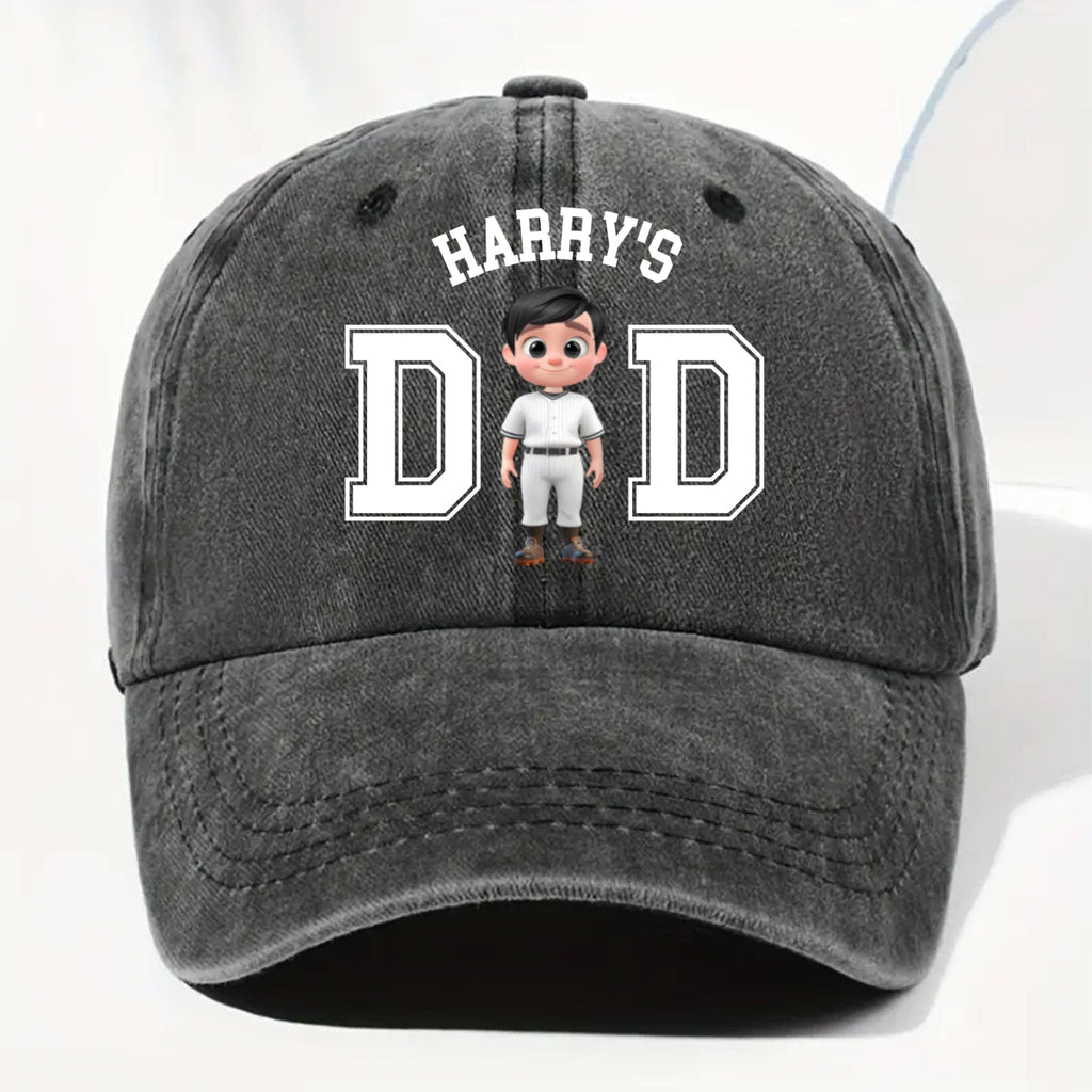 Custom Christmas Headwear Birthday Gifts for Dad • Belongs To The Baseball Dad - Personalized Vintage Washed Denim Cap