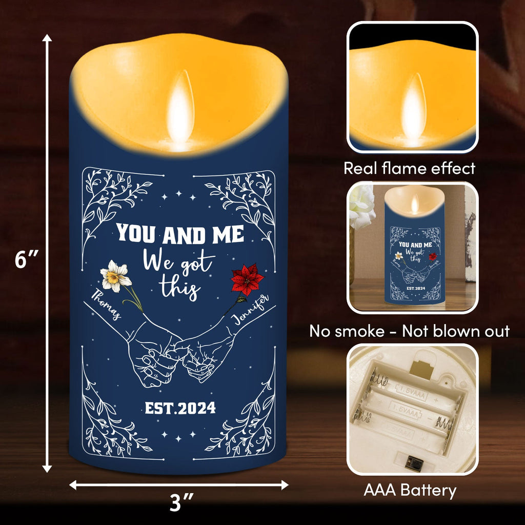 Birth Flower Hands In Hands - Personalized LED Candle