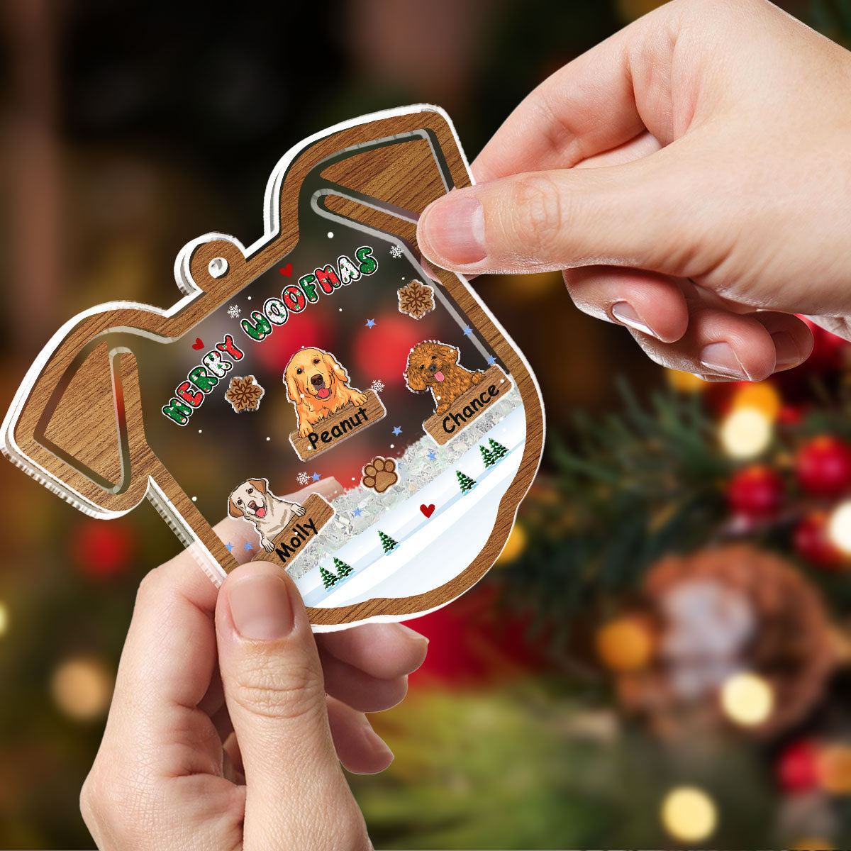 Custom Keepsake Christmas Ornament •  Merry Woofmas Ver 2 - Personalized Acrylic Shaker Ornament