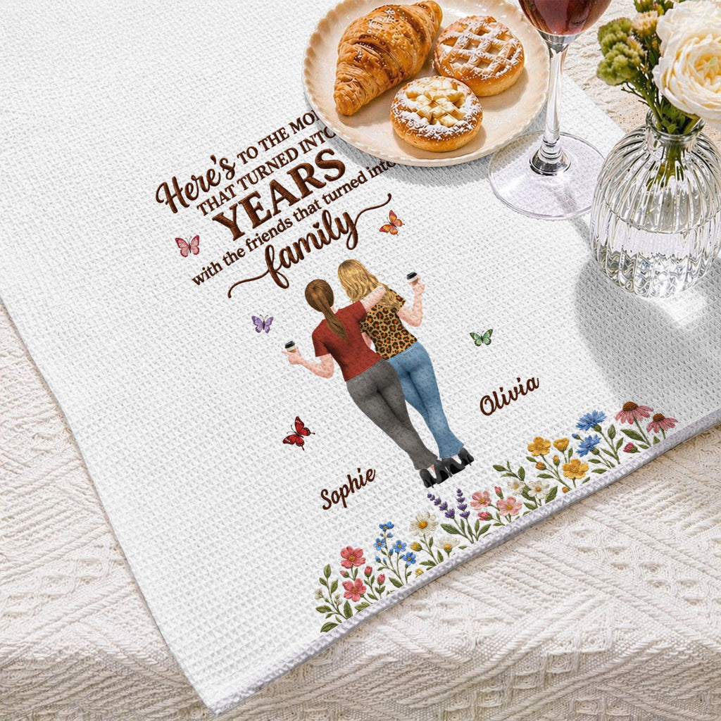 Custom Sister Kitchen Towel With Names, Birthday Christmas Gift For Sister Sibling • From Friends To Family - Personalized Kitchen Towel