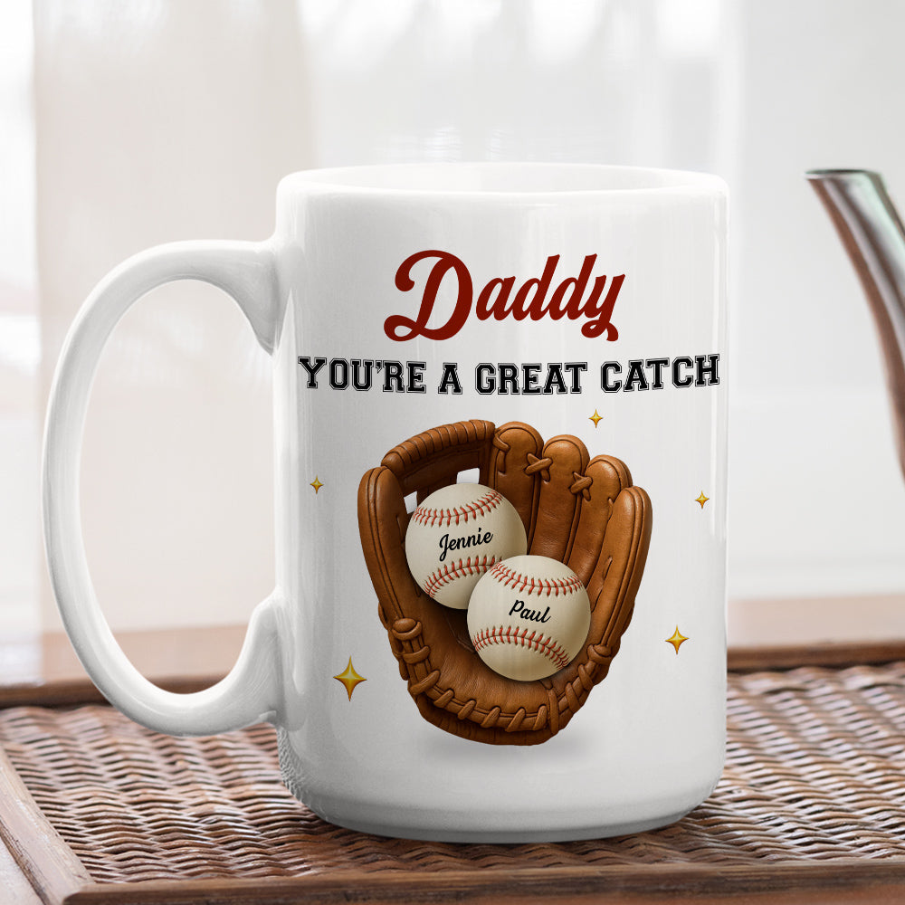 Custom Father's Day, Special Gift for Dad & Grandpa • Great Catch - Personalized Coffee Mug