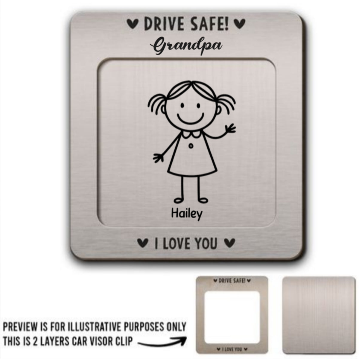 Love You Daddy Grandpa - Personalized Car Visor Clip