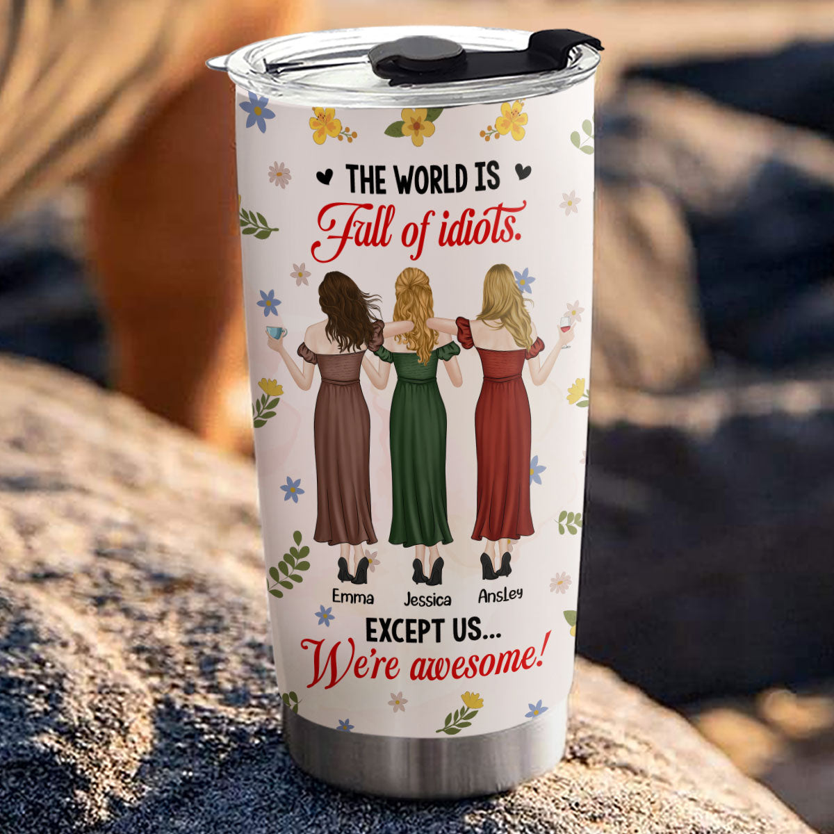 Custom Christmas Birthday Gifts For Best Friend • Surrounded By Idiots Staying Cool - Personalized Tumbler