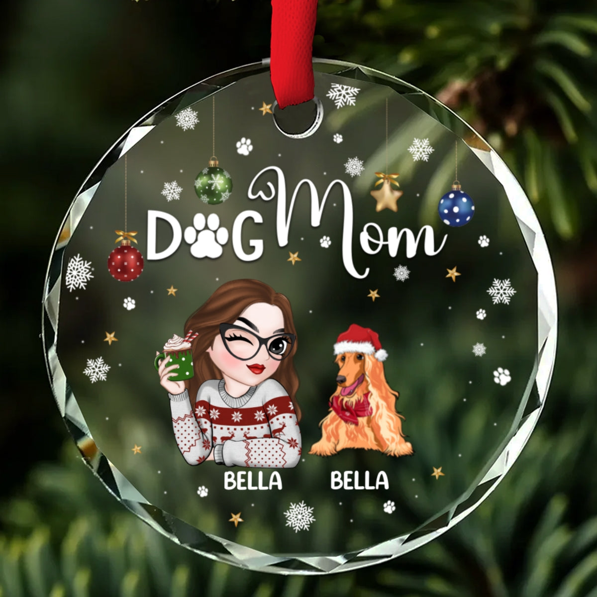 Custom Keepsake Christmas Ornament •  Fur Mom - Personalized Glass Ornament