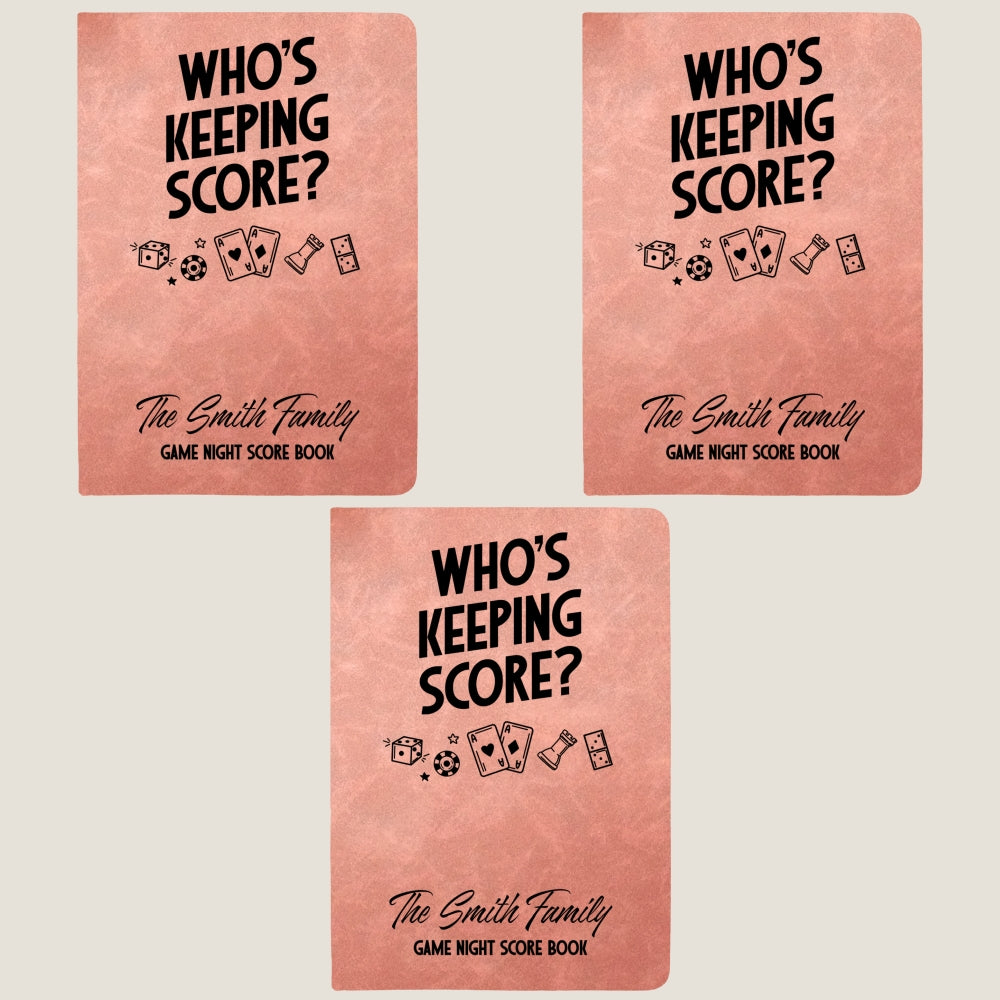 Custom Game Night Score Book For Family, Couples, Grandparents, Board Game Lover • Family Score Book - Personalized Leather Journal