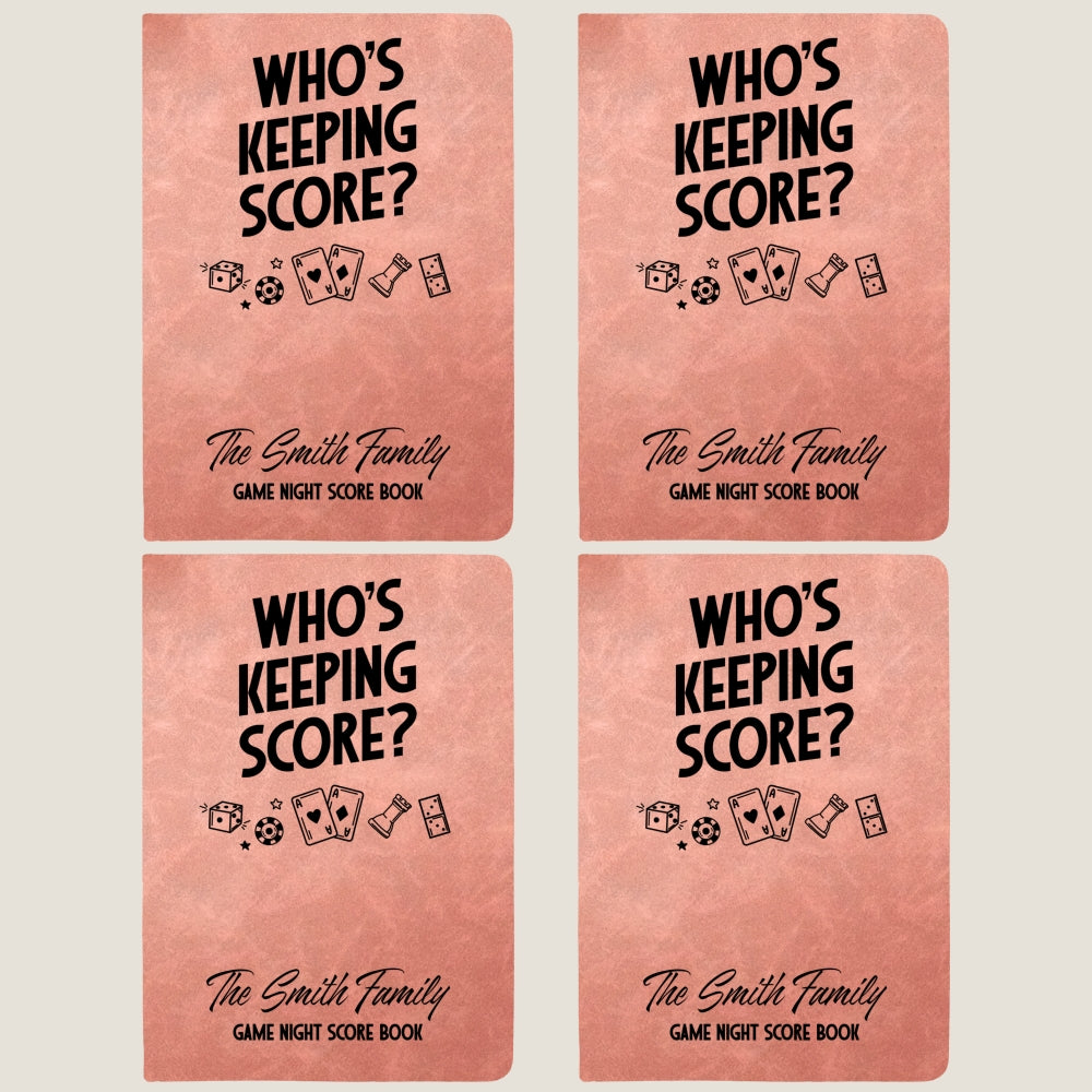 Custom Game Night Score Book For Family, Couples, Grandparents, Board Game Lover • Family Score Book - Personalized Leather Journal