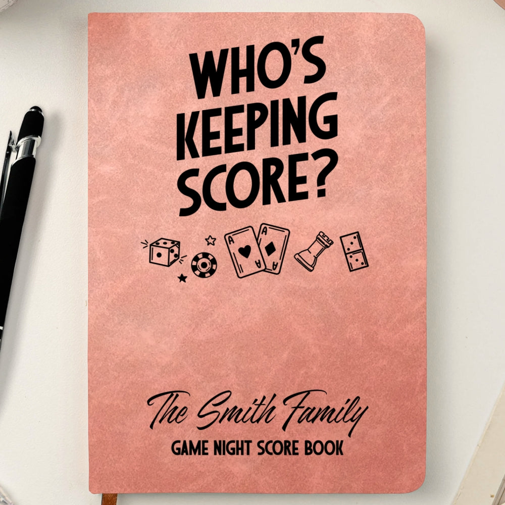 Custom Game Night Score Book For Family, Couples, Grandparents, Board Game Lover • Family Score Book - Personalized Leather Journal