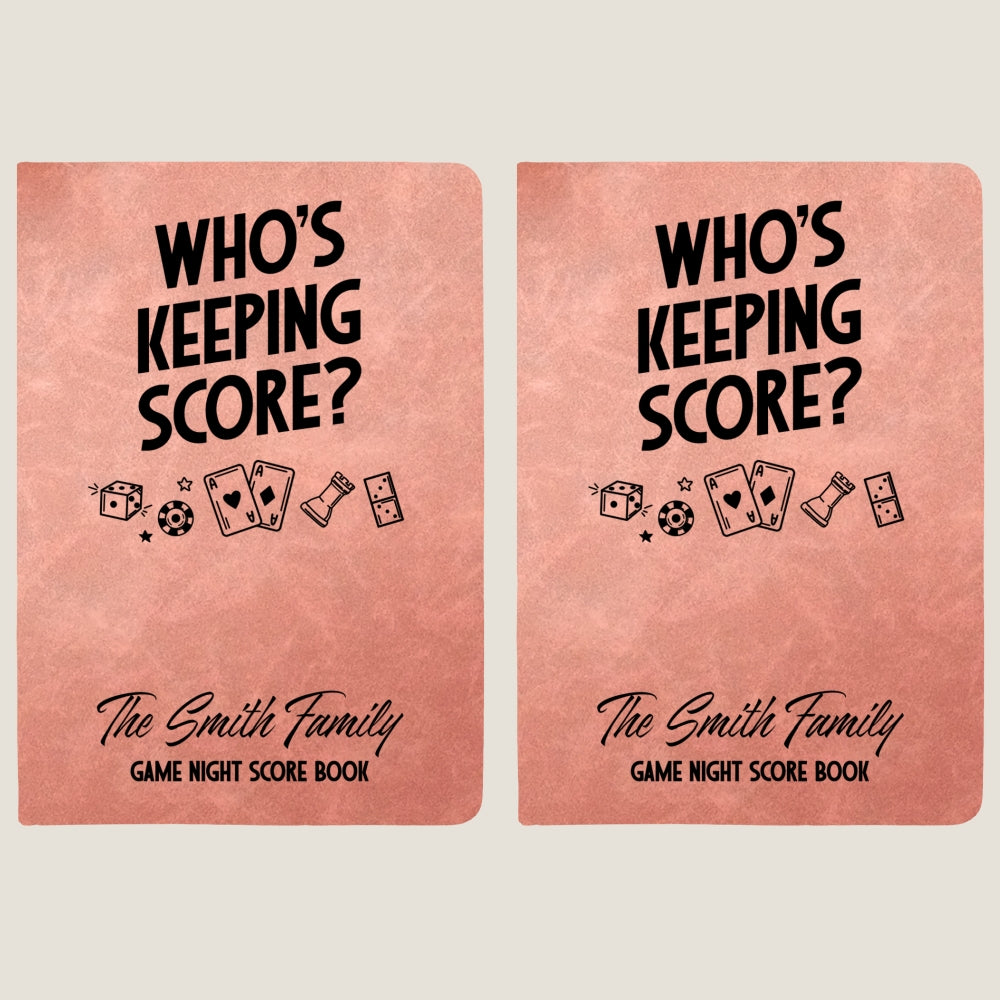 Custom Game Night Score Book For Family, Couples, Grandparents, Board Game Lover • Family Score Book - Personalized Leather Journal