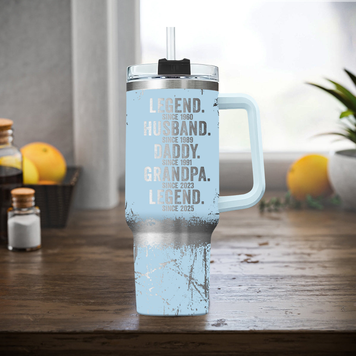 Custom Father's Day Birthday Gifts For Dad • Legend Husband Dad - Personalized Engraved 40oz Tumbler With Handle