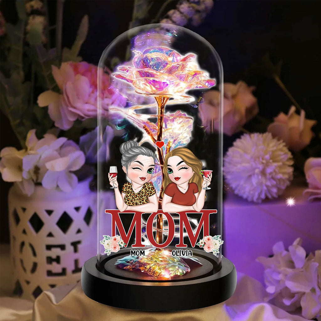 Mom Is The Best - Personalized Sparkly Rose