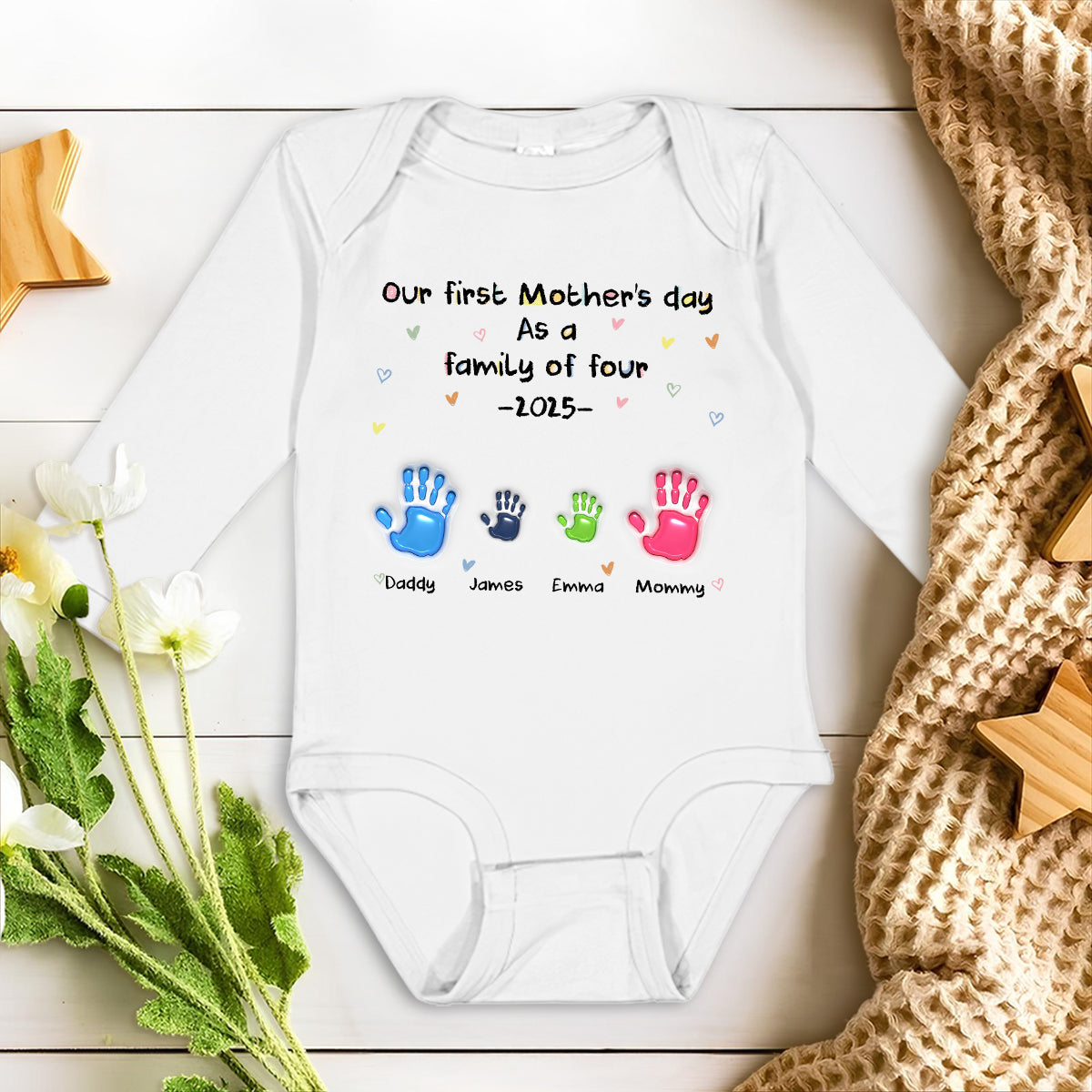 First Mother Day - Personalized Long Sleeve Baby Onesie