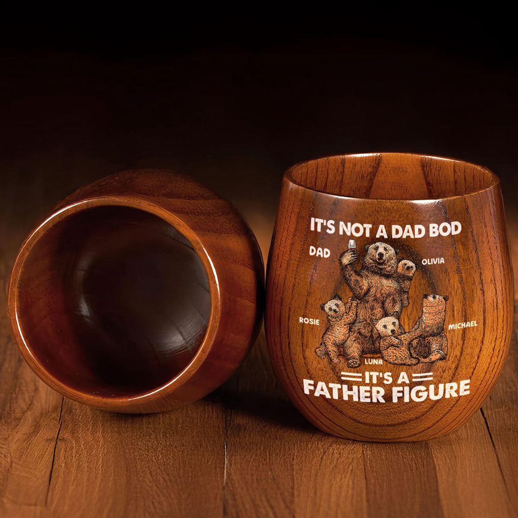 Bear Family Dad Bod - Personalized Wooden Whiskey Glass