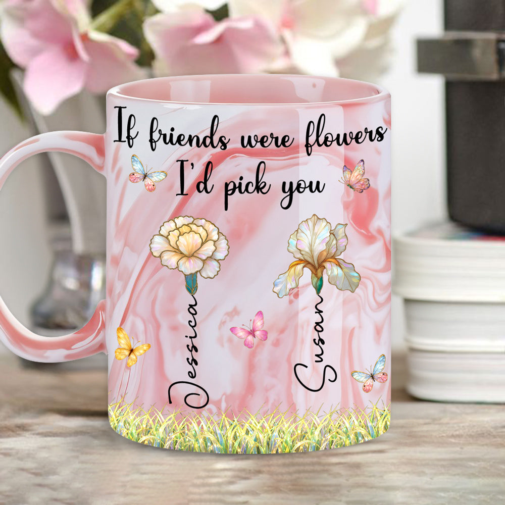 Custom Christmas & Birthday Gift for Brother & Sister • Pick You - Personalized Pink Marble Mug
