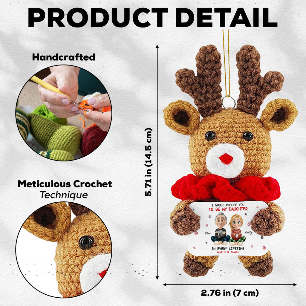 Custom Keepsake Christmas Ornament •  Always Choose You - Personalized Deer Crocheted Ornament