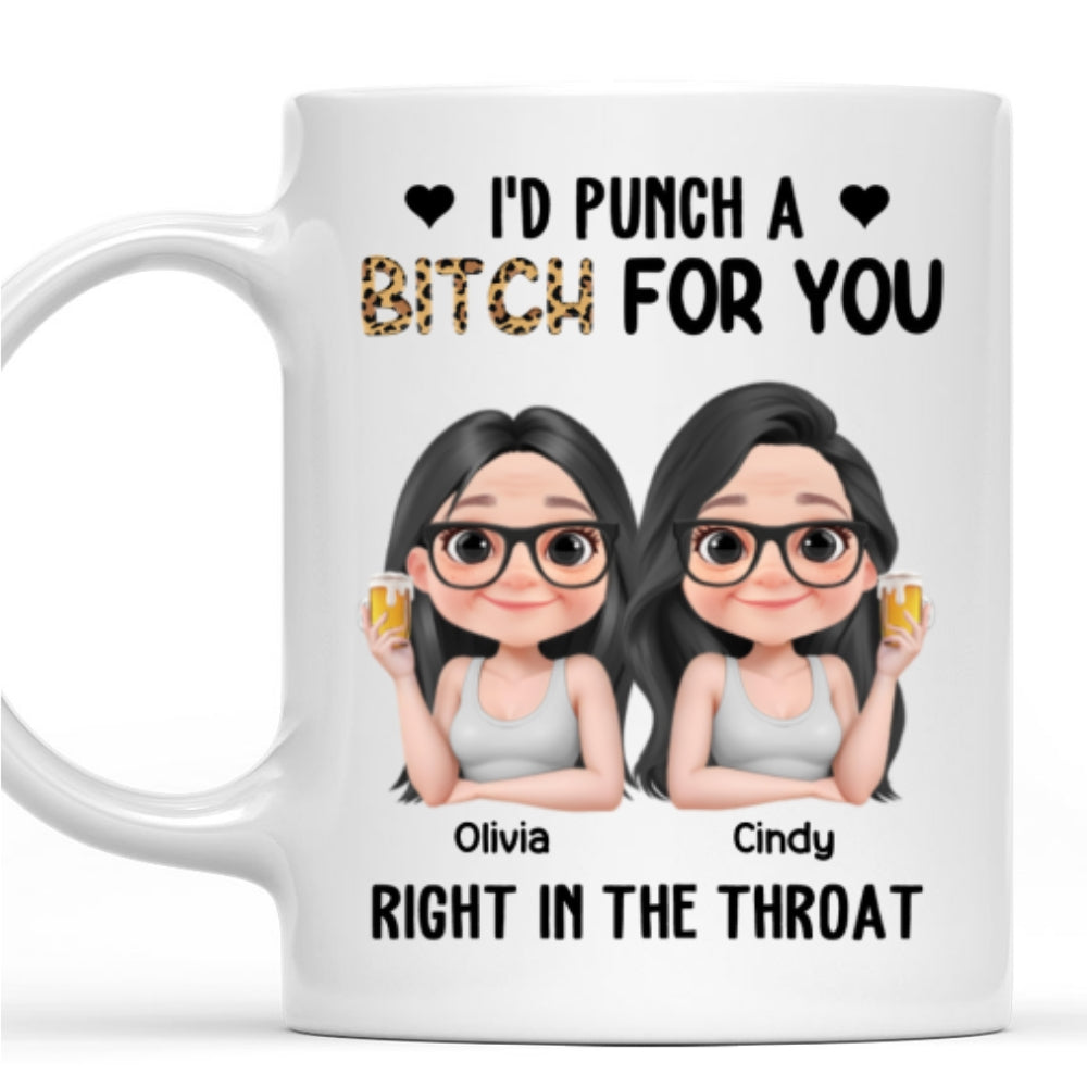 Custom Best Friend, Christmas & Birthday Friendship Keepsake Gift • Punch For You My Bestie - Personalized Coffee Mug