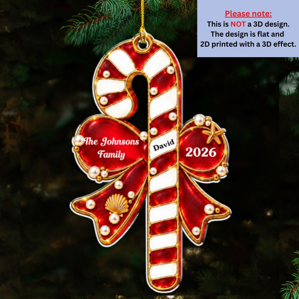 Custom Family Ornament, Christmas Gift for Family Members •  Candy Cane Family - Personalized Acrylic Ornament