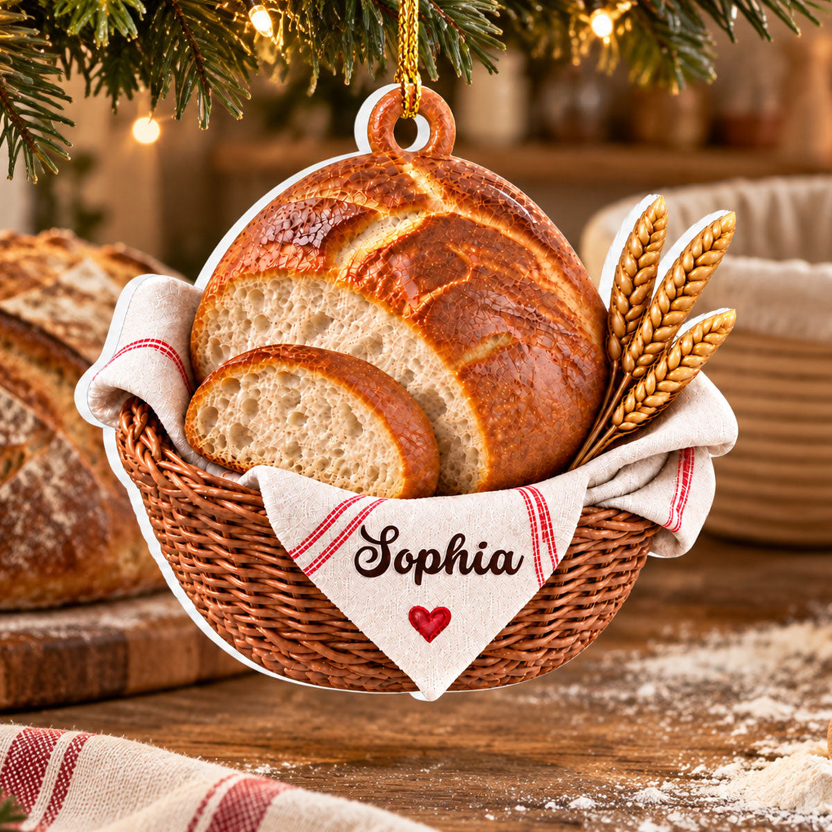 Custom Family Ornament, Christmas Gift for Family Members •  Good Days Start With Sourdough - Personalized 3D White Acrylic Ornament