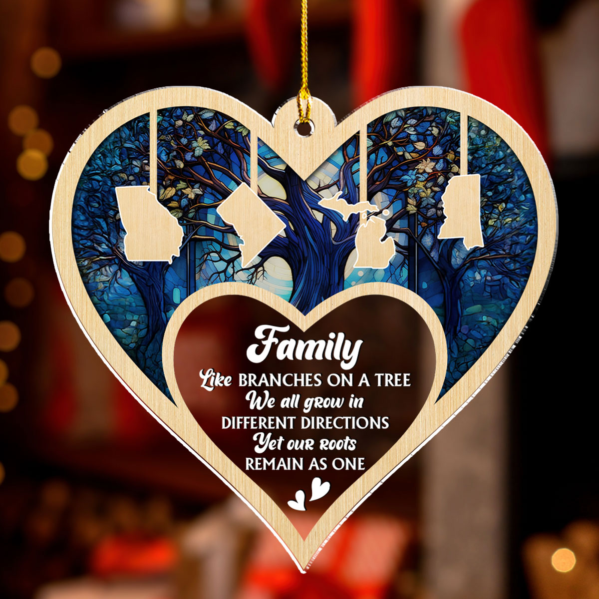 Custom Family Ornament, Christmas Gift for Family Members •  Family Like Branches On A Tree - Personalized Acrylic Ornament