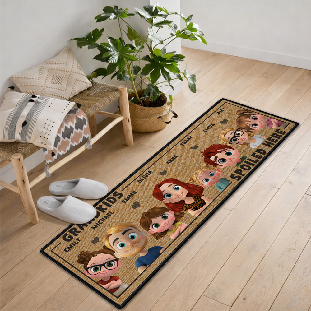 Custom Names Rug, Christmas Birthday Gift For Granddaughter Grandson • Grandkids Fill Our Hearts - Personalized Runner Rug