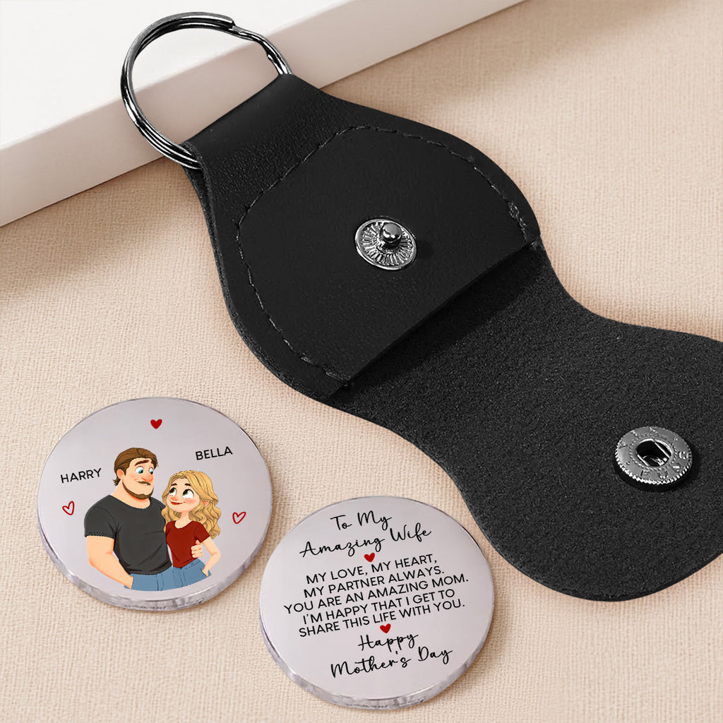 Custom Coin Keychain for Wife, Mother's Day, Anniversary Gifts • My Love My Heart - Personalized Pocket Hug
