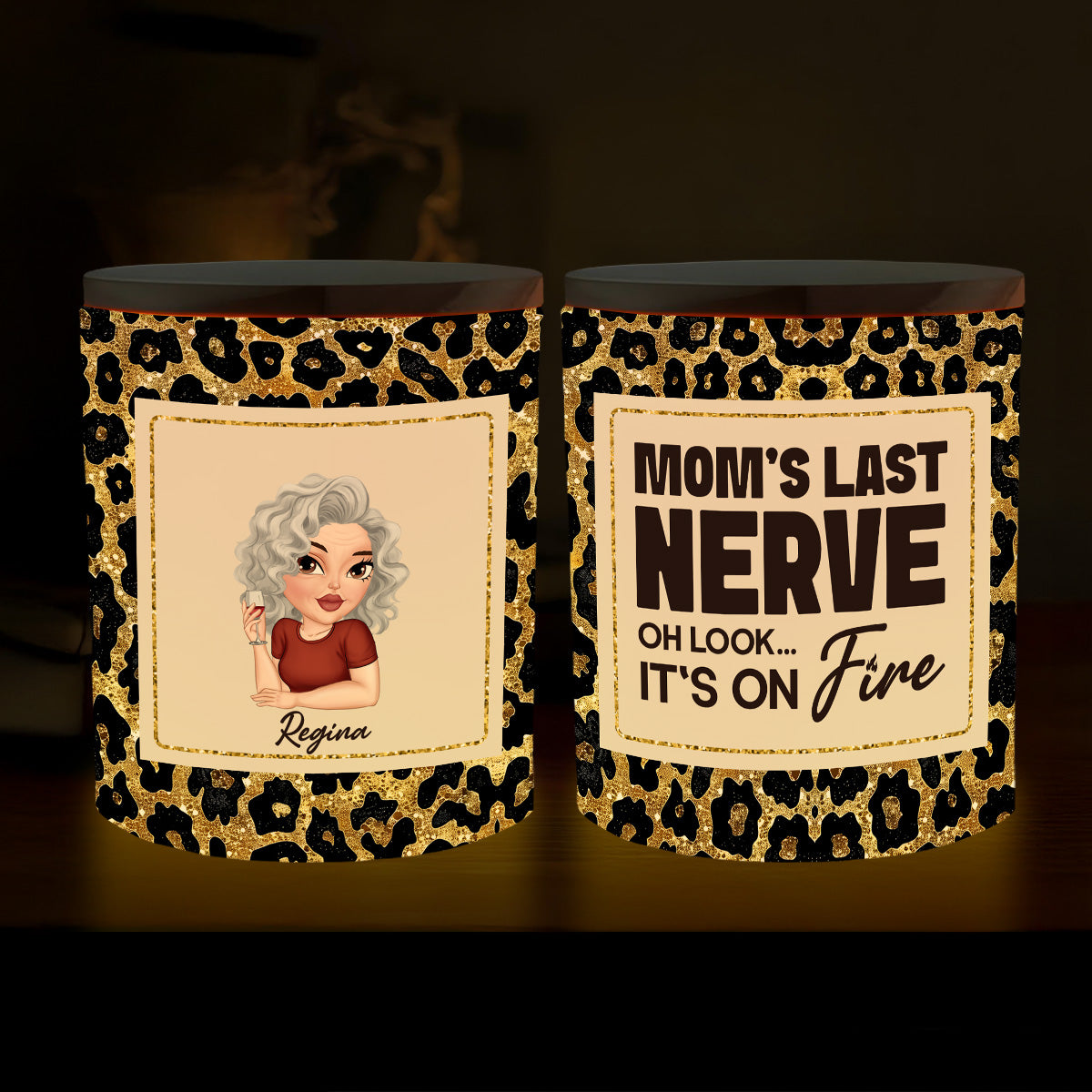 Mom Last Nerve - Personalized Glass Jar With LED Candle