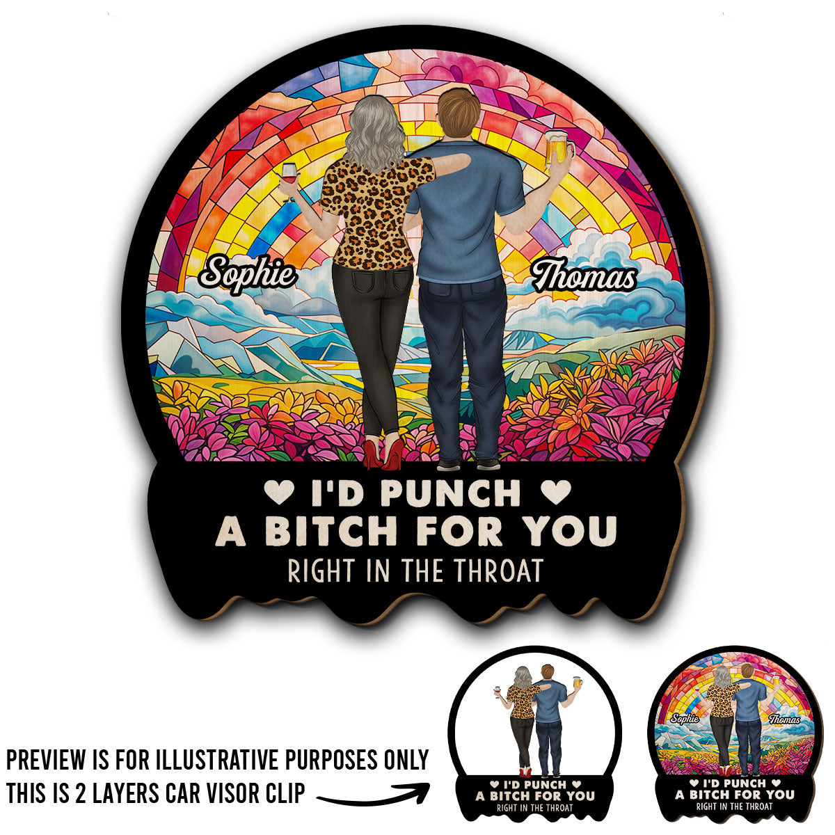 A Punch for Best Friends - Personalized Car Visor Clip