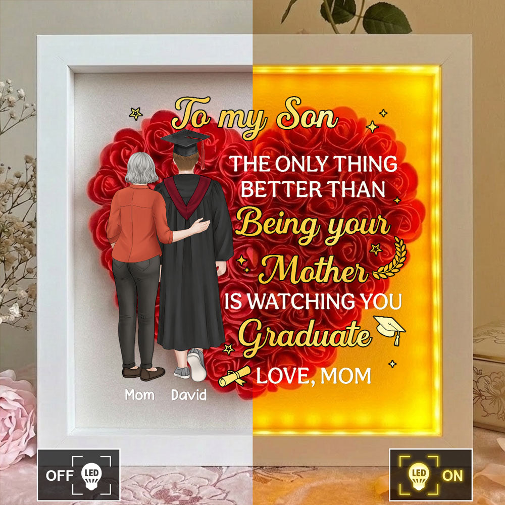 Watching You Graduate - Personalized Flower Shadow Box With LED Light
