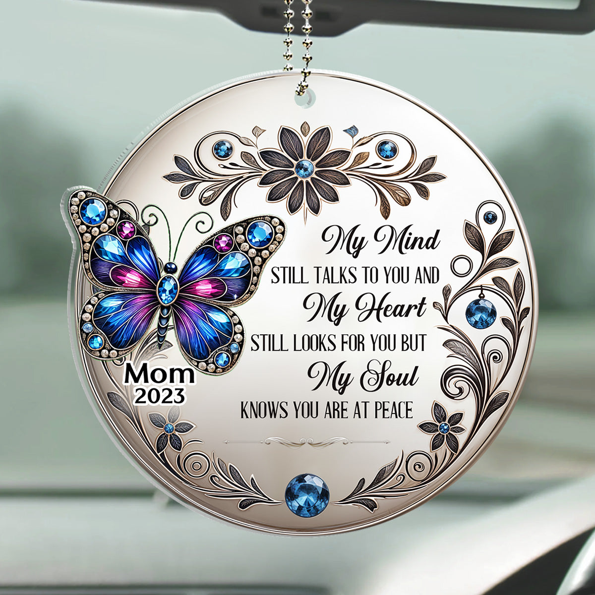 My Mind My Heart My Soul Butterfly - Personalized Car Ornament