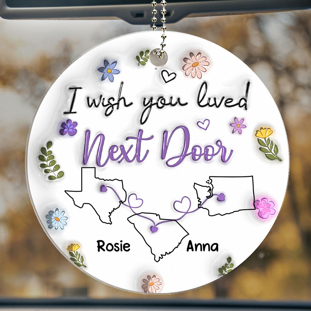 I Wish We Lived Closer - Personalized 3D Inflated Effect Car Ornament