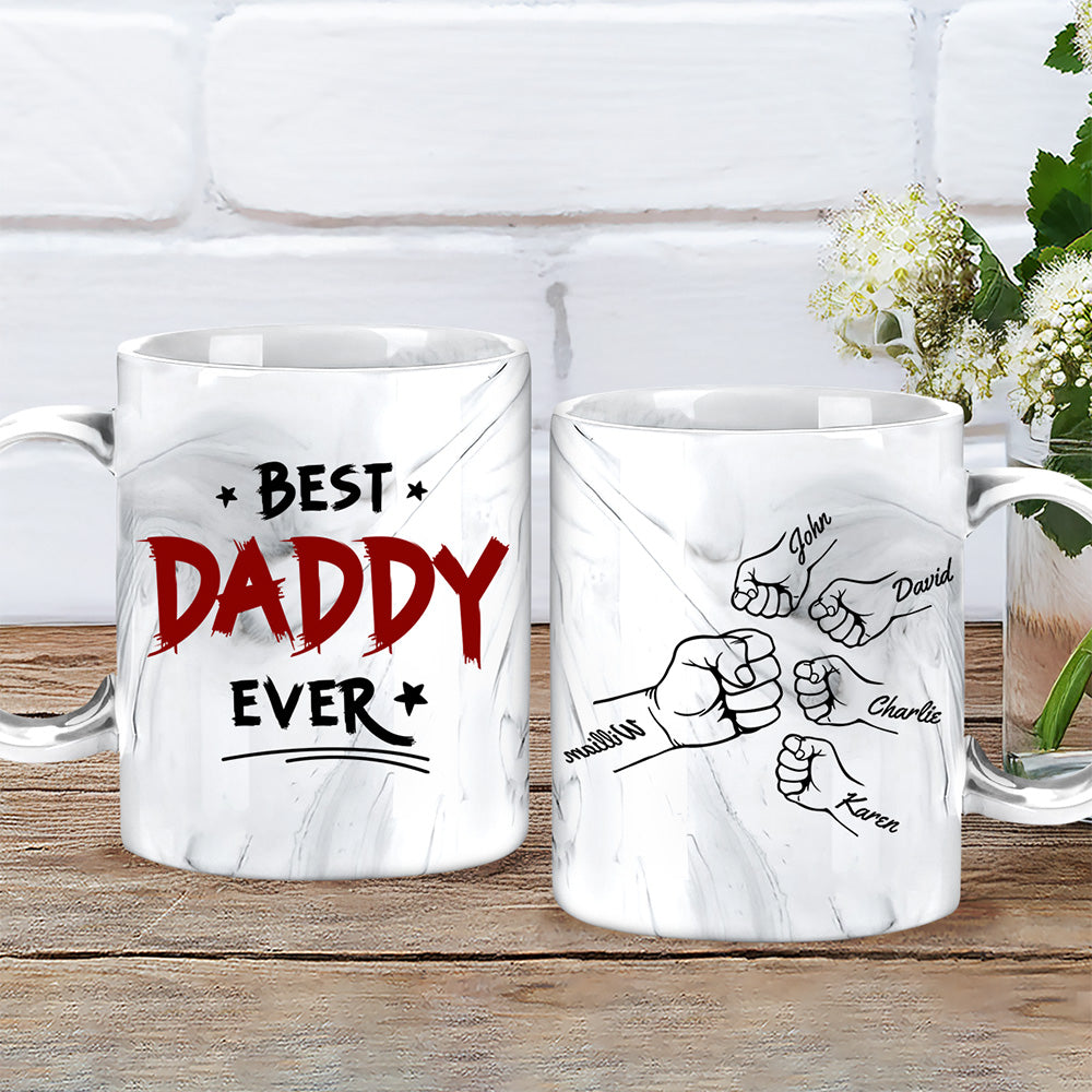 Custom Father's Day, Special Gift for Dad & Grandpa • Best Daddy Ever - Personalized Grey Marble Mug